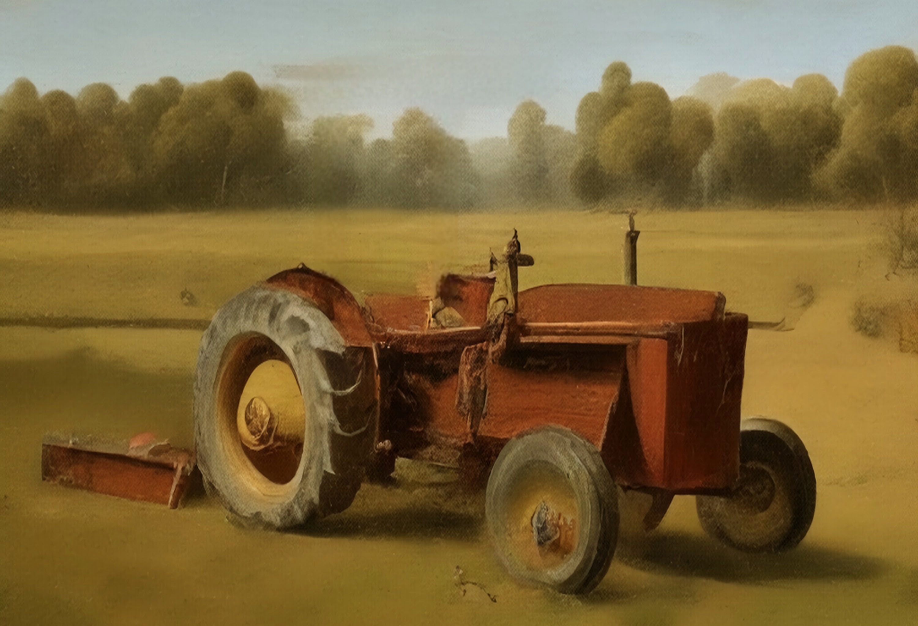 Vintage tractor in field